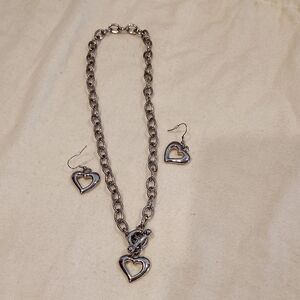 Chic Heart Pendant Necklace and Earrings Set